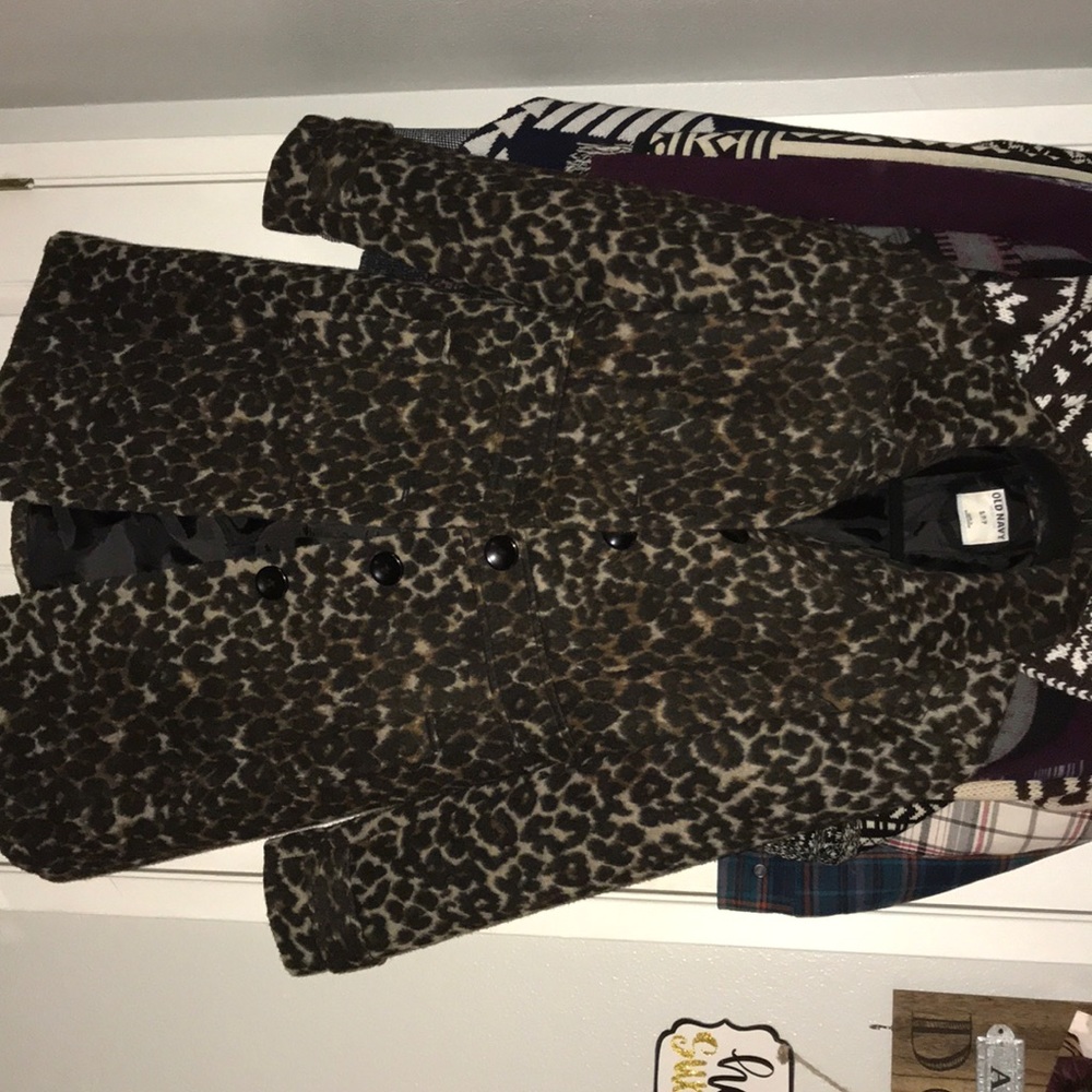 Old navy leopard/cheetah print pea coat